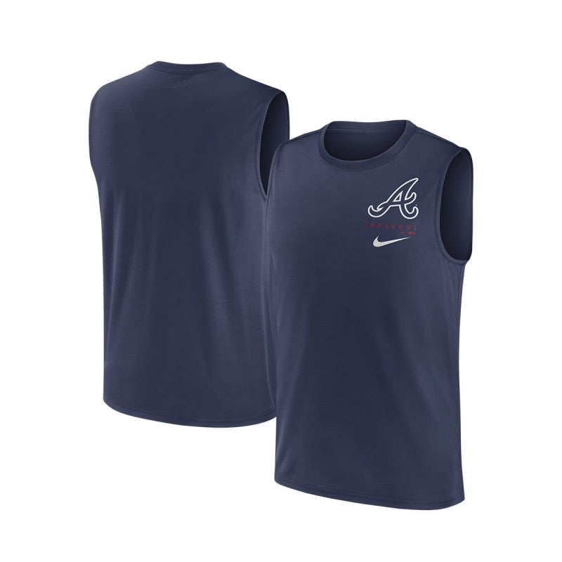 Nike MLB Men's Large Muscle Logo Tank Top Dri-Fit Atlanta Braves