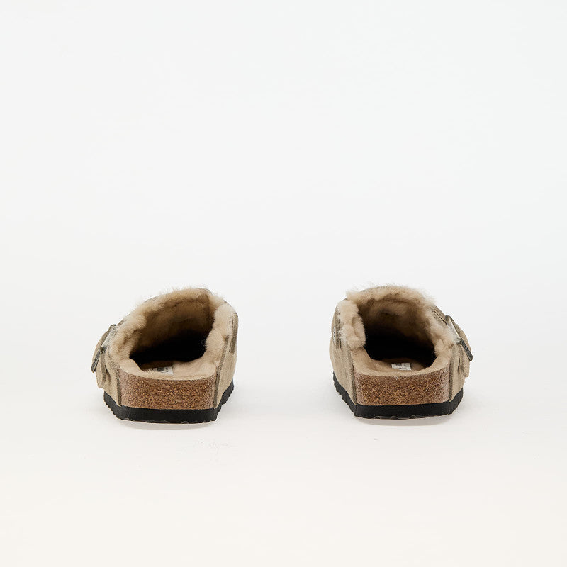 Birkenstock Boston Shearling Suede Leather/Fur Taupe
