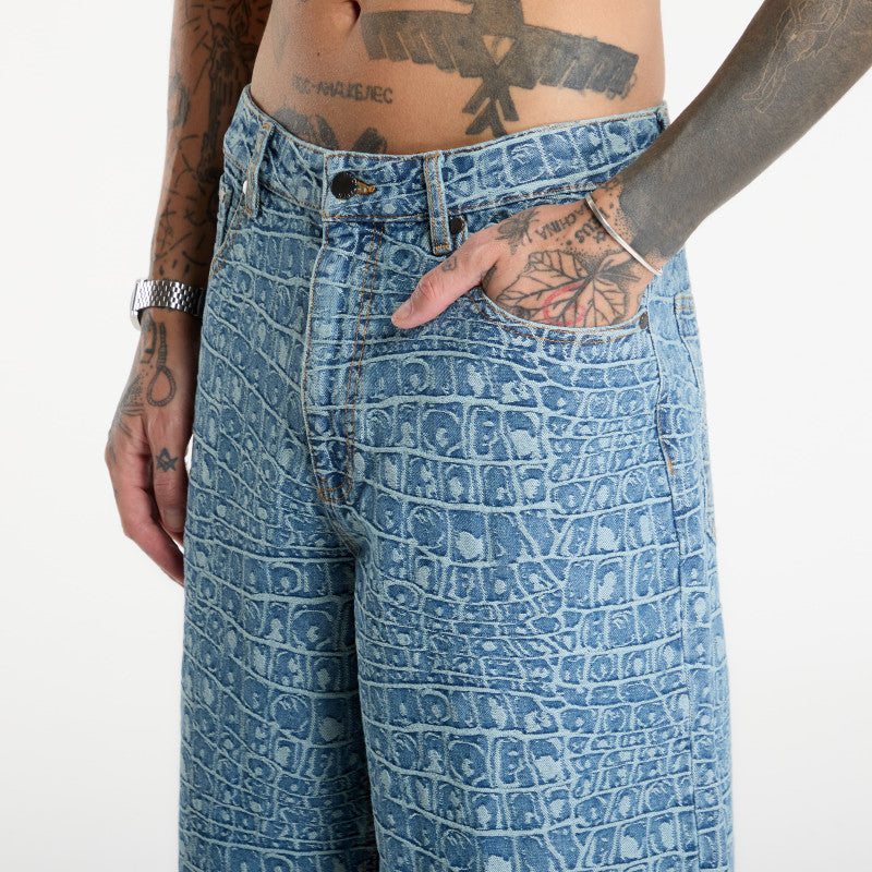 Jeansy Daily Paper Croc Jacquard Oversized Jeans Blue