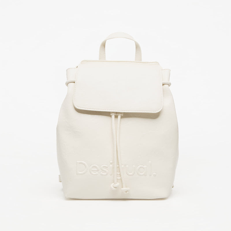 Desigual Back Half Logo Luena Mini Ecru Backpack White
