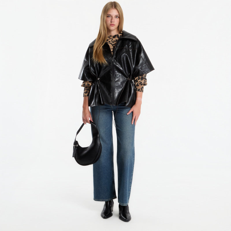 Desigual Poncho Leather Effect Jacket Black