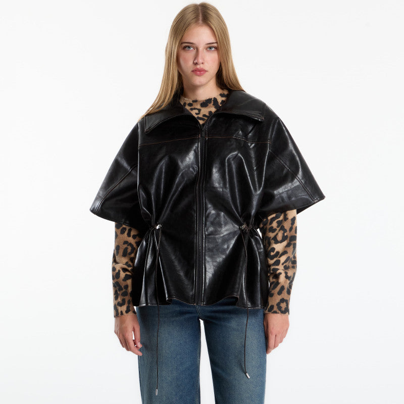 Desigual Poncho Leather Effect Jacket Black