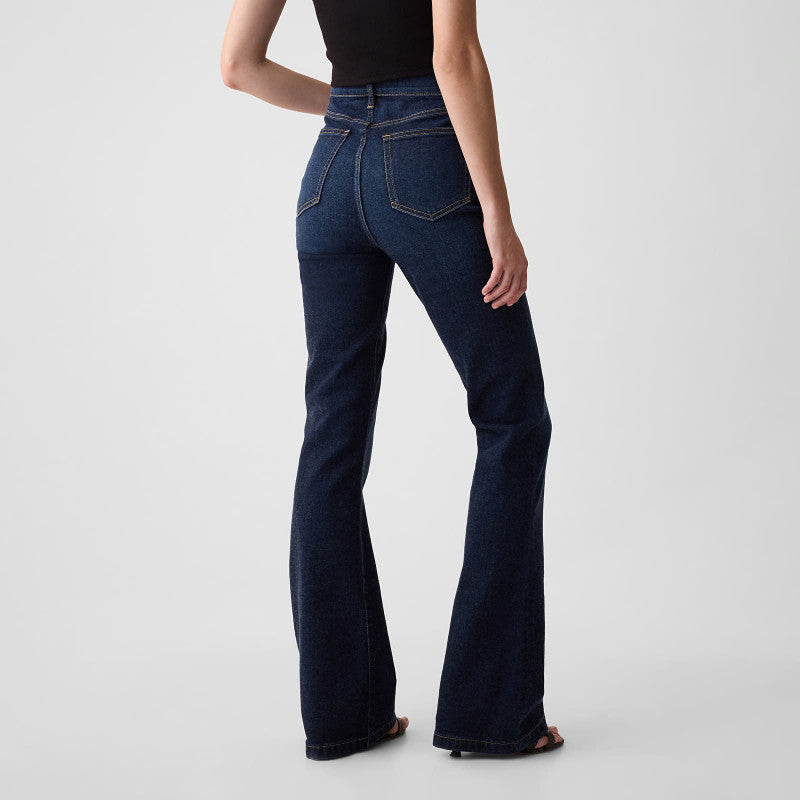 Jeansy GAP 70S Flare High Rise Dk Holzer Jeans Dark Wash
