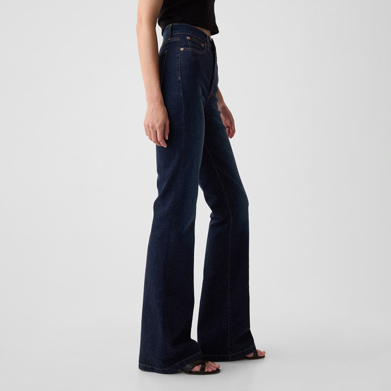Jeansy GAP 70S Flare High Rise Dk Holzer Jeans Dark Wash