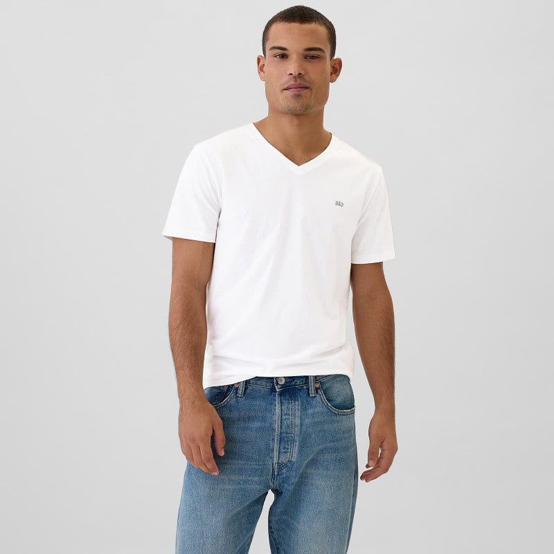 GAP Micro Logo Vneck Tee White Global