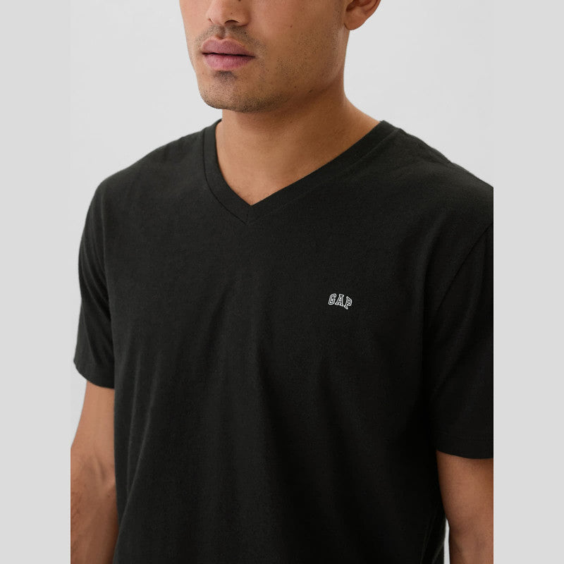 GAP Micro Logo Vneck Tee True Black
