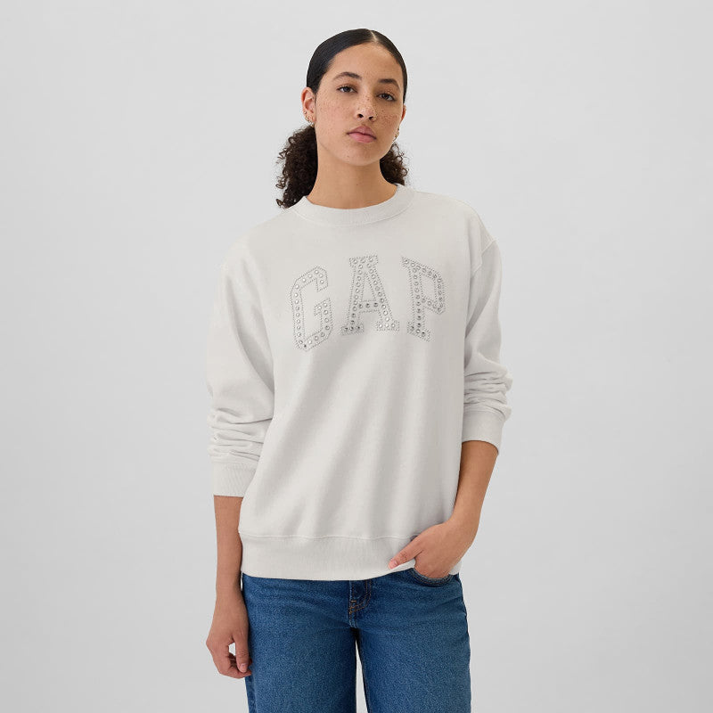 GAP Logo Crew White Rhinestone