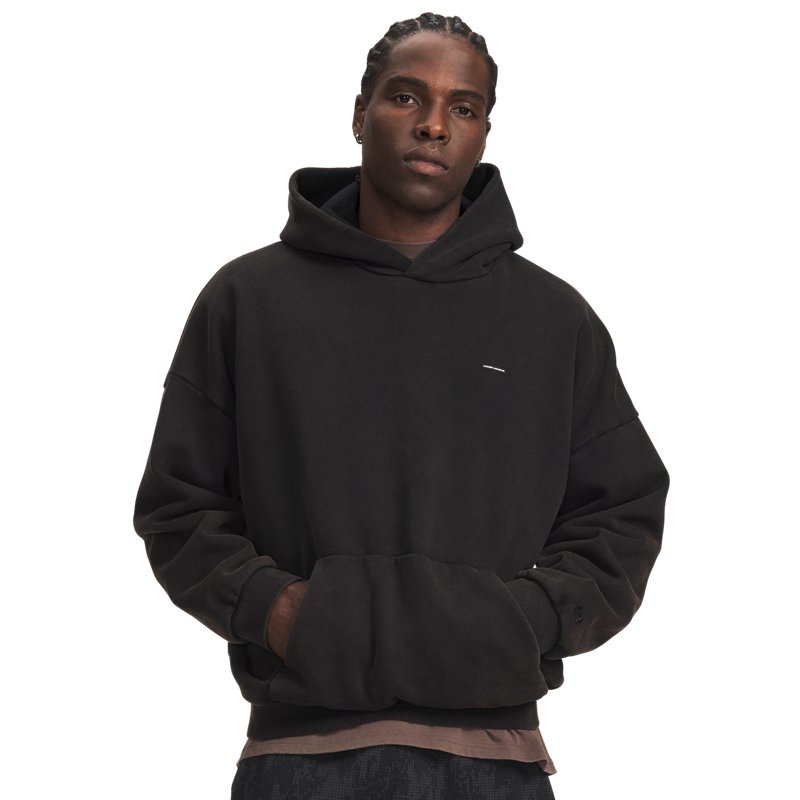 Under Armour Icon HW Flc Washed Hoodie Ultimate Black/ Ultimate Black