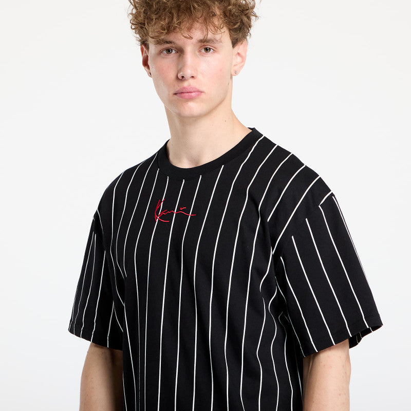 Karl Kani Small Signature Pinstripe Tee Black/ White