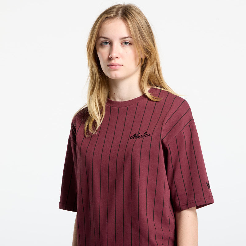 New Era Pinstripe Os Tee UNISEX Frosted Burgundy