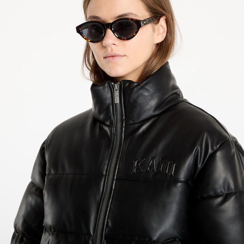 Karl Kani Serif Crop PU Puffer Jacket Black