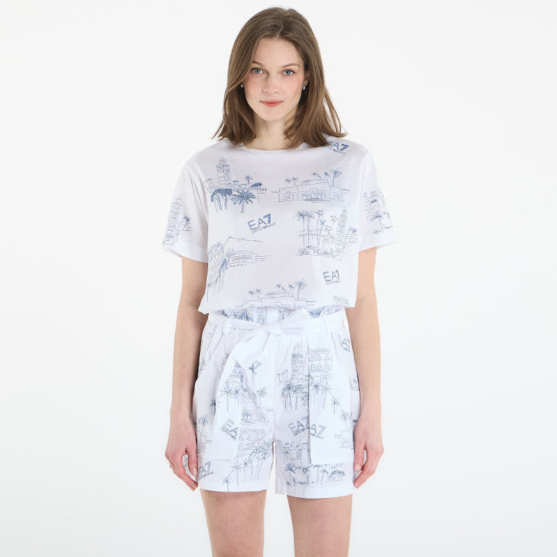 EA7 Emporio Armani Train Costa T-Shirt Fancy White Embro