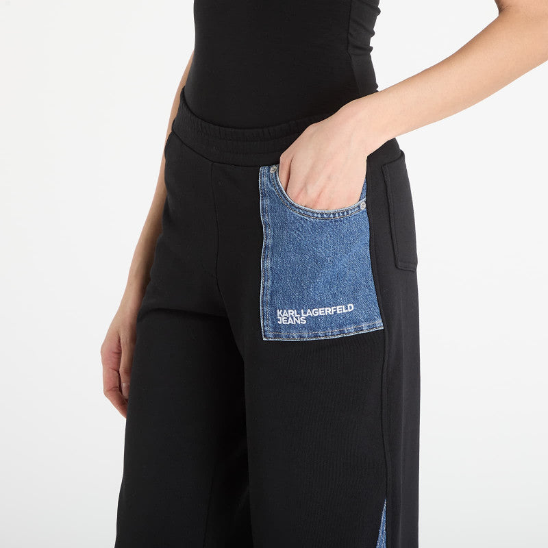 Karl Lagerfeld Jeans Mixed Material Sweatpant Washed Blue/ Black