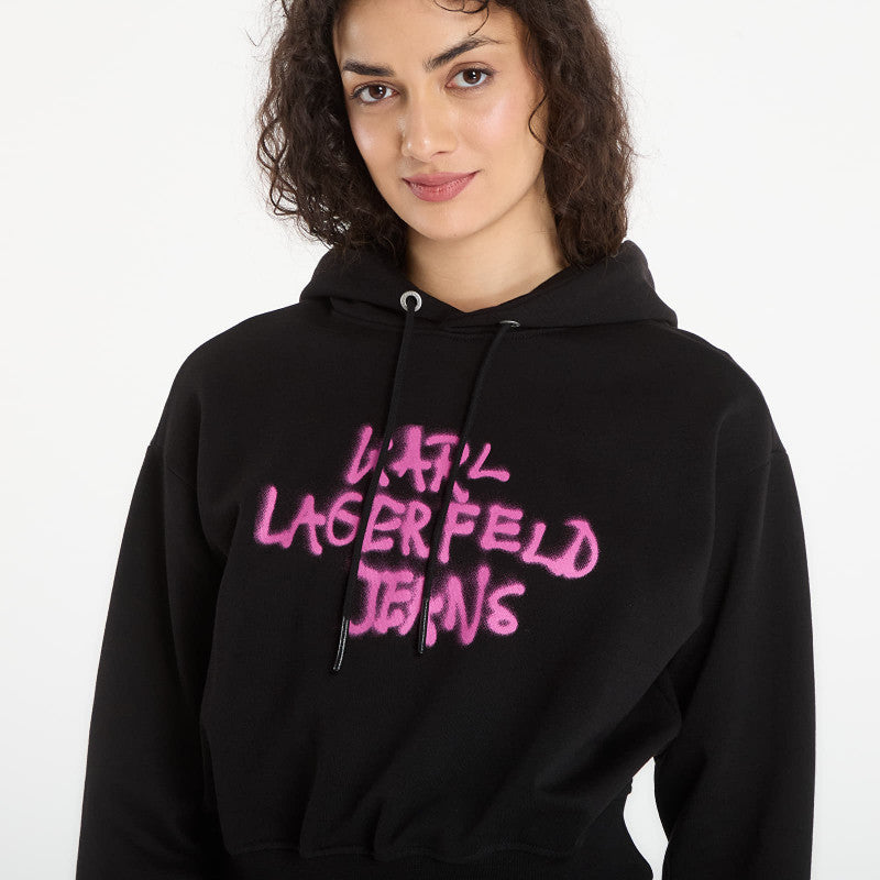 Karl Lagerfeld Jeans Reg Graffiti Hoodie Black