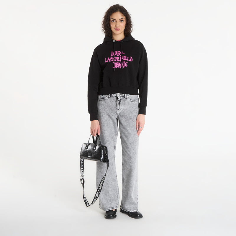 Karl Lagerfeld Jeans Reg Graffiti Hoodie Black