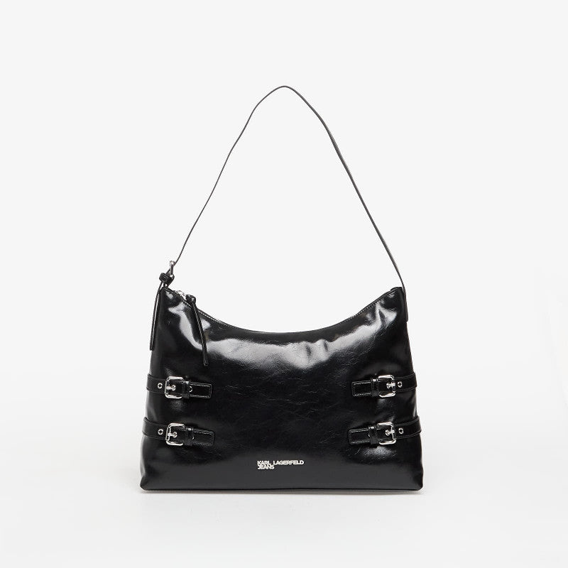Karl Lagerfeld Jeans Buckle Large Shoulder Bag Black