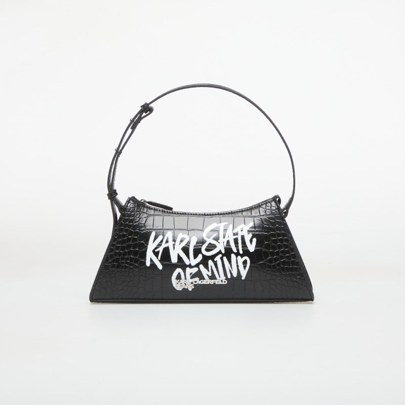 Karl Lagerfeld Jeans Logo Sm Shoulder Bag Quote Black