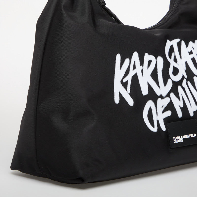 Karl Lagerfeld Jeans Slouchy Tote Quote Print Black