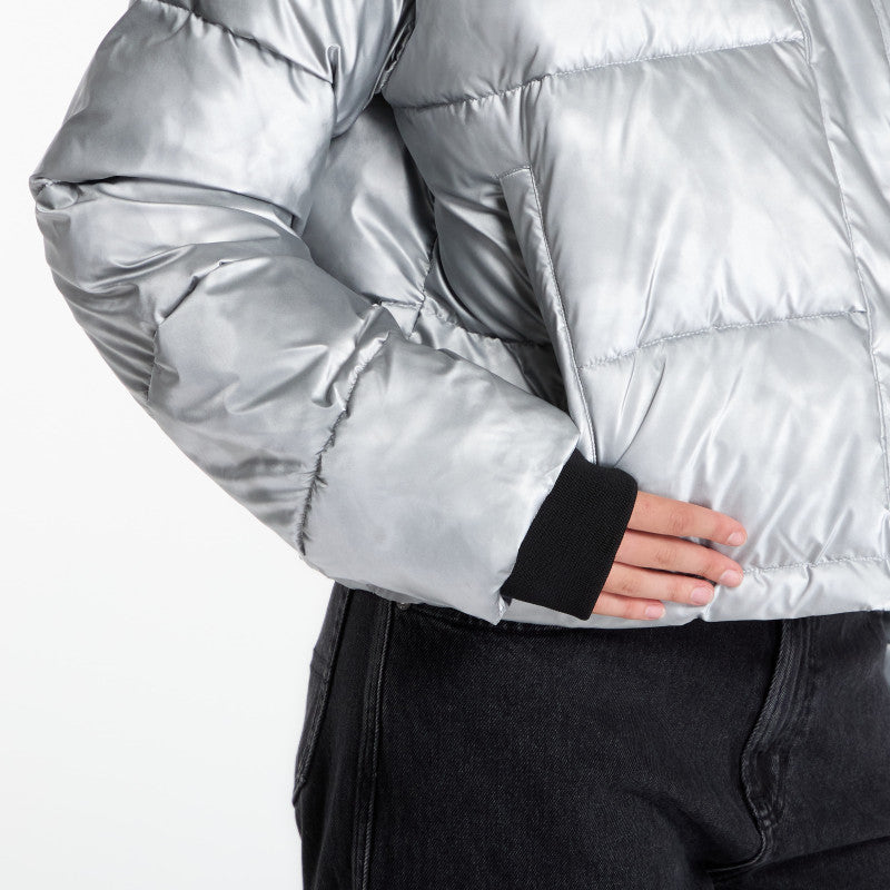 Karl Lagerfeld Jeans Cropped Shiny Puffer Washed Blue