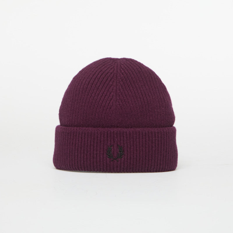 FRED PERRY Classic Wool Beanie Plum