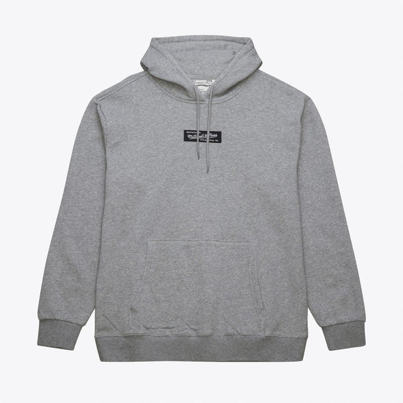Mitchell & Ness Branded Box Logo Hoodie Grey Heather
