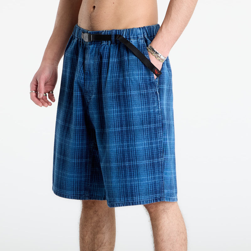 Gramicci Lagoon Short Denim Plaid Indigo Checkered Plaid