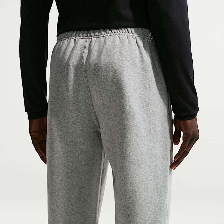 Nike Solo Swoosh Men's Fleece Open-Hem Pants Dk Grey Heather/ Lt Smoke Grey/ White