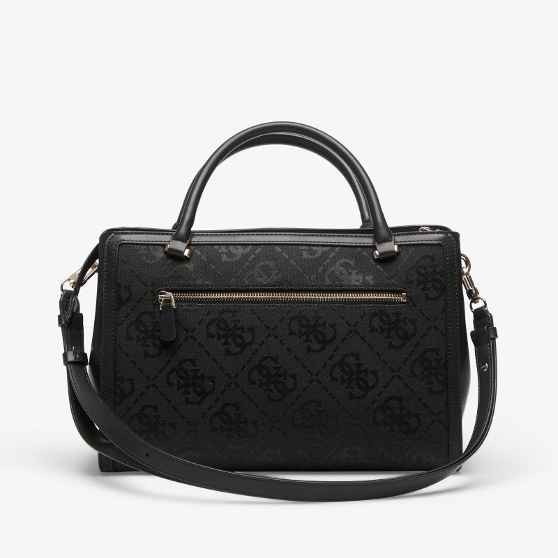 GUESS Audrey Logo Girlfriend Satchel Black Logo
