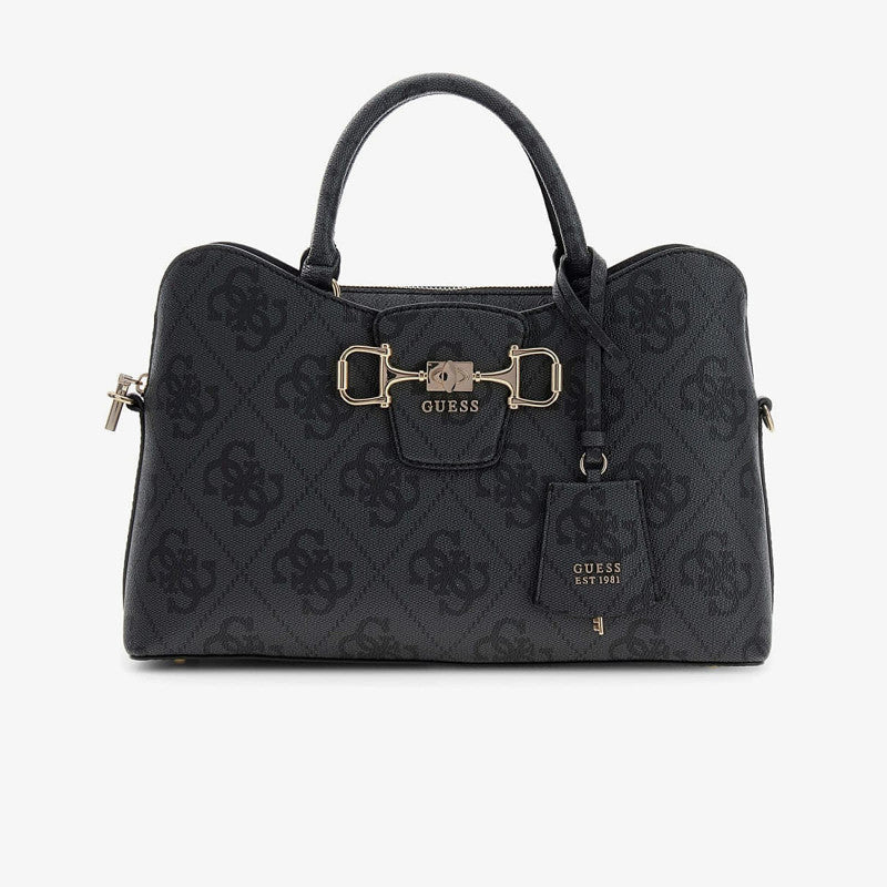 GUESS Janie Logo Girlfriend Satchel Coal Logo