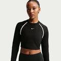 Nike Sportswear Women's Tight Long-Sleeve Cropped Top Black/ Black/ Chalk/ Chalk