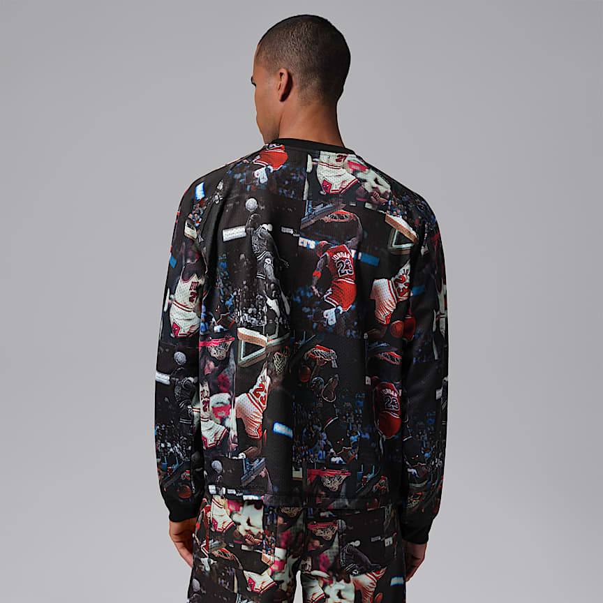 Jordan Flight Men's Printed Long-Sleeve Jersey Black/ White