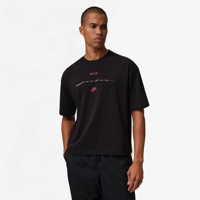Jordan Flight Men's Script T-Shirt Black/ Gym Red