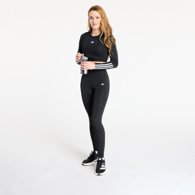 adidas Hyperglam Training Cropped Long Sleeve Long-Sleeve Top Black/ White