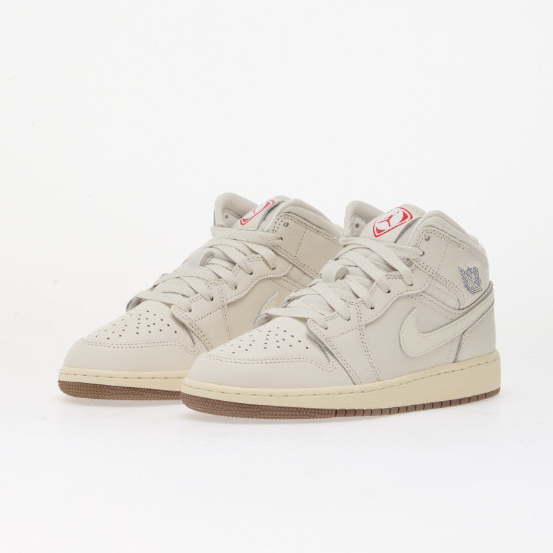 Air Jordan 1 Mid SE Kids Phantom/ Sail-Gum Dark Brown-Infrared 23