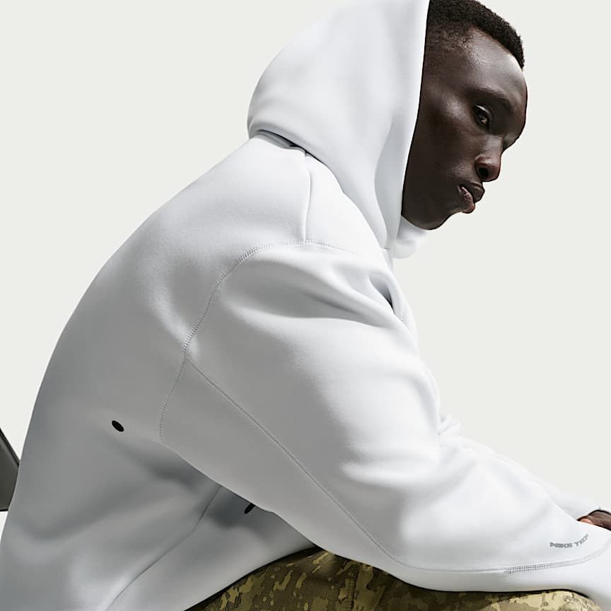 Nike Tech Men's Fleece Pullover Hoodie Off White/ Black