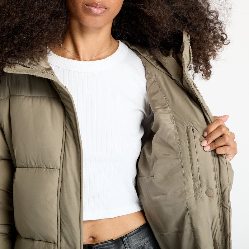Calvin Klein Jeans Logo Short Hooded Puffer Jacket Gray