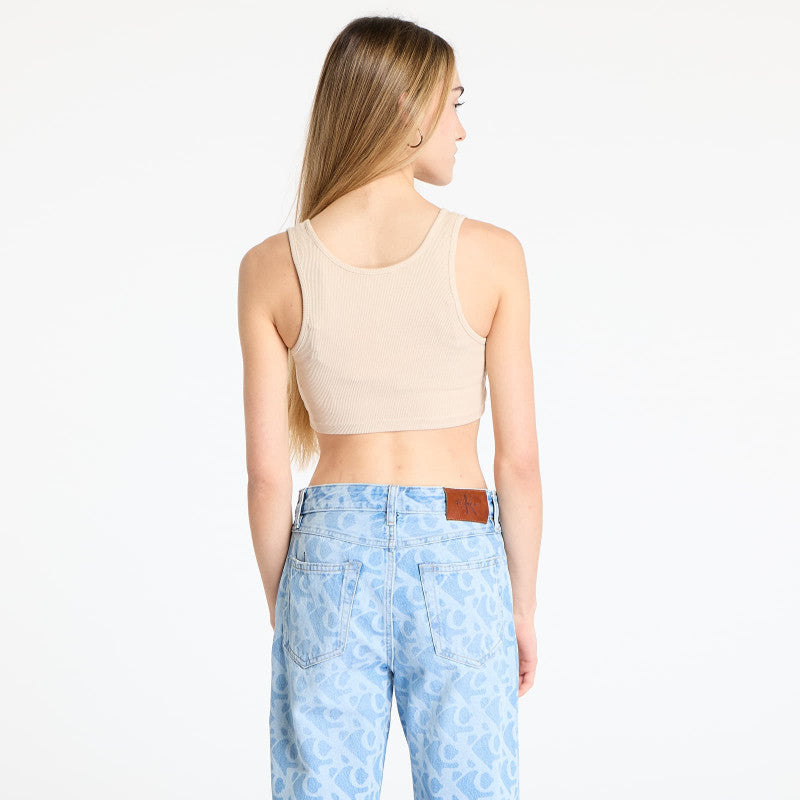 Calvin Klein Jeans Washed Woven Label Top Beige