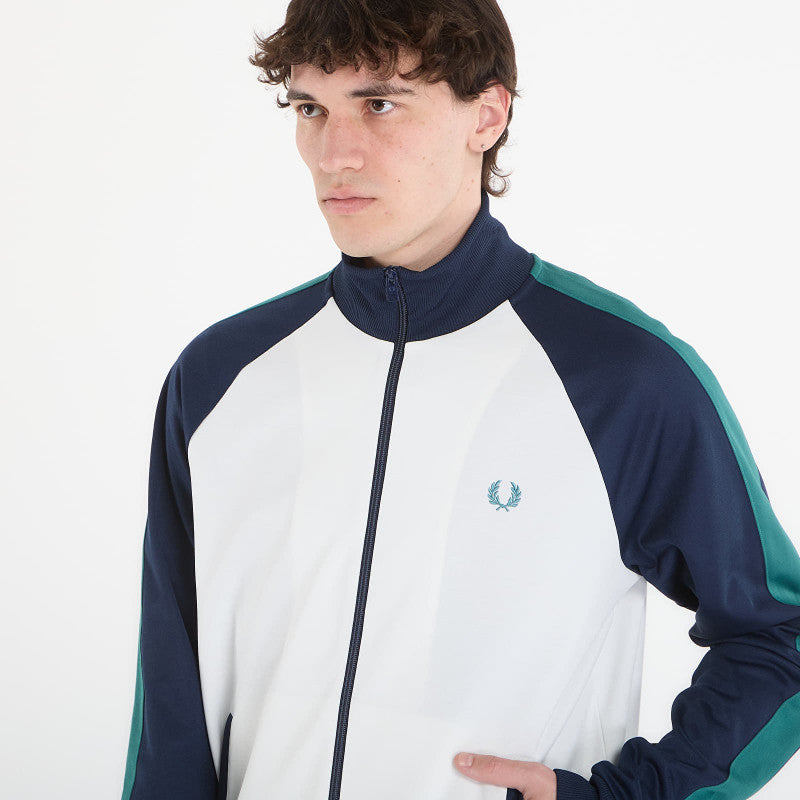 FRED PERRY Contrast Sleeve Track Jacket Snow White