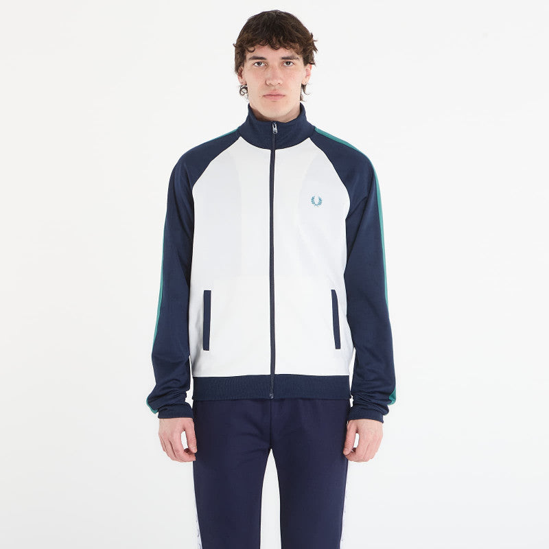 FRED PERRY Contrast Sleeve Track Jacket Snow White