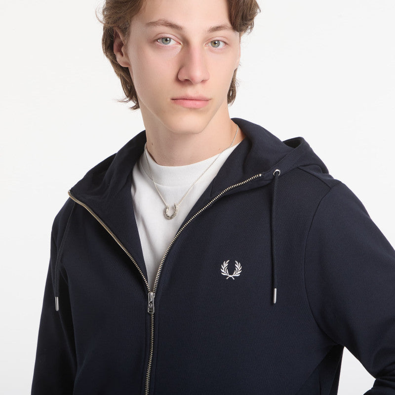 Fred Perry Hooded Zip Through Sweatshirt Black