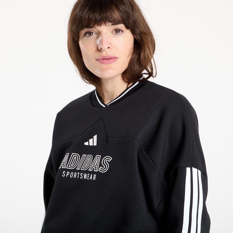 adidas Wmns Tiro Cut 3 Stripes Fleece Sweatshirt Black/ White