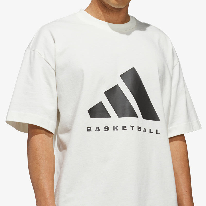 adidas Basketball T-Shirt (Gender Neutral) Off White/ Black