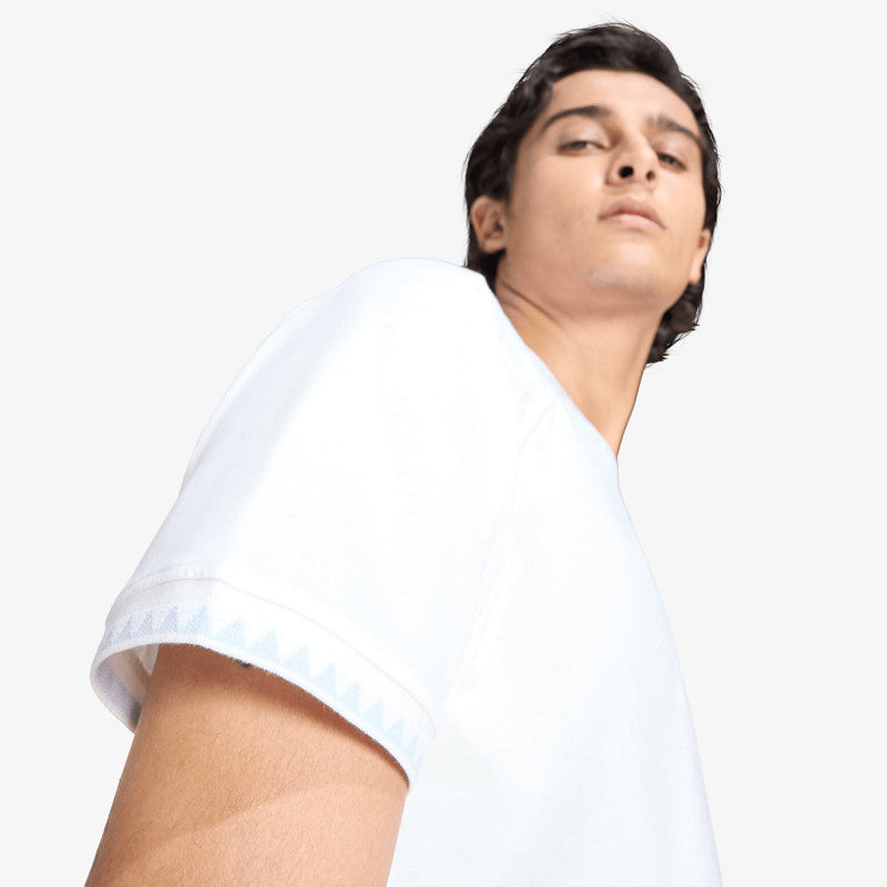 adidas Chest Stripes Engineered Collar T-Shirt White