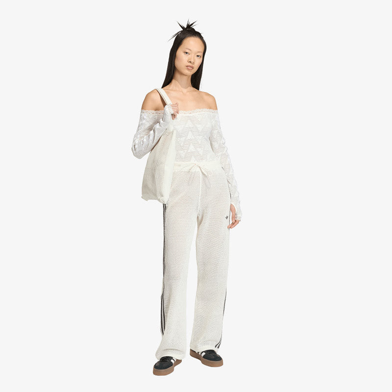 adidas Knitted Crochet Firebird Track Pants Off White