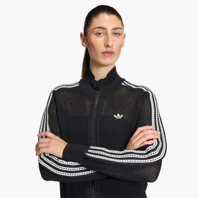 adidas Knitted Crochet Firebird Track Top Black