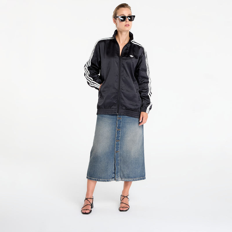 adidas Originals Satin Firebird Track Top Ruffle 3-Stripes Black