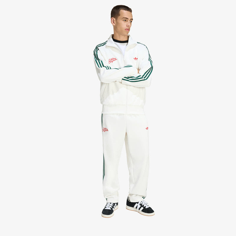 adidas Firebird Track Pants Roses Off White/ Collegiate Green