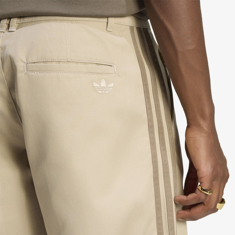 adidas 3 Stripes Pleated Trousers Khaki Three