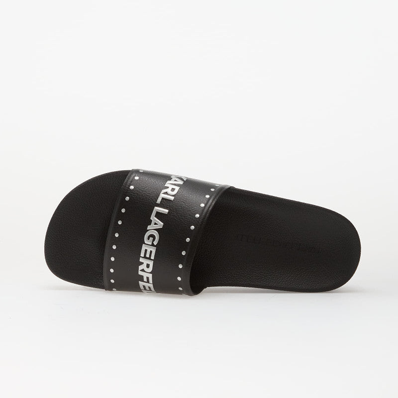 Karl Lagerfeld Kondo Maxi II Stud Border Slide Black PU w/ Silver