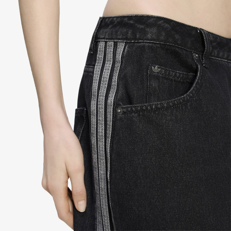 Jeansy adidas High Rise Barrel Leg Denim Pant True Black Denim